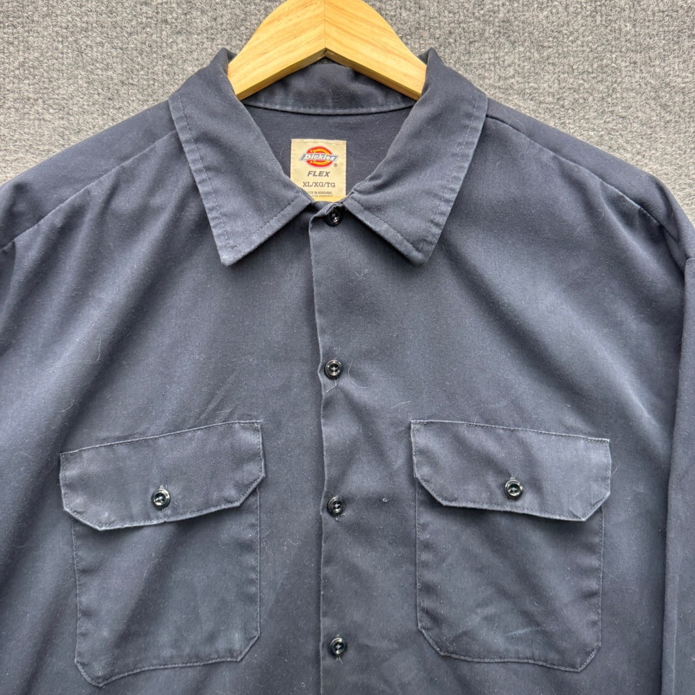 Dickies Flex Work Shirt Mens XL Navy Blue Long Sleeve Button Front Casual - Picture 4 of 12
